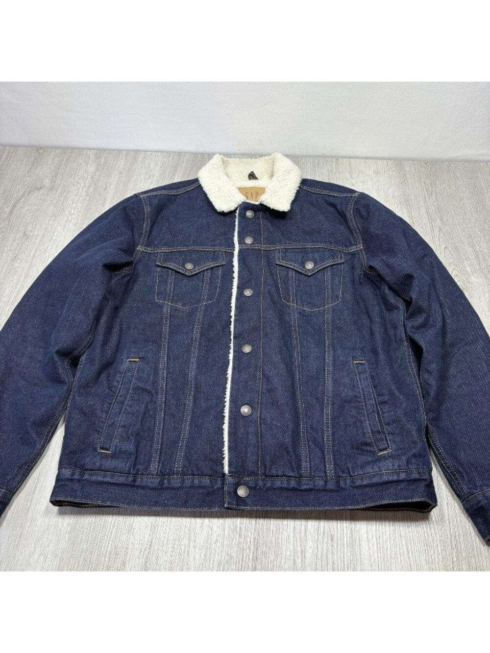 GAP Faux Fur Sherpa Lined Denim Jean Jacket Women's Large